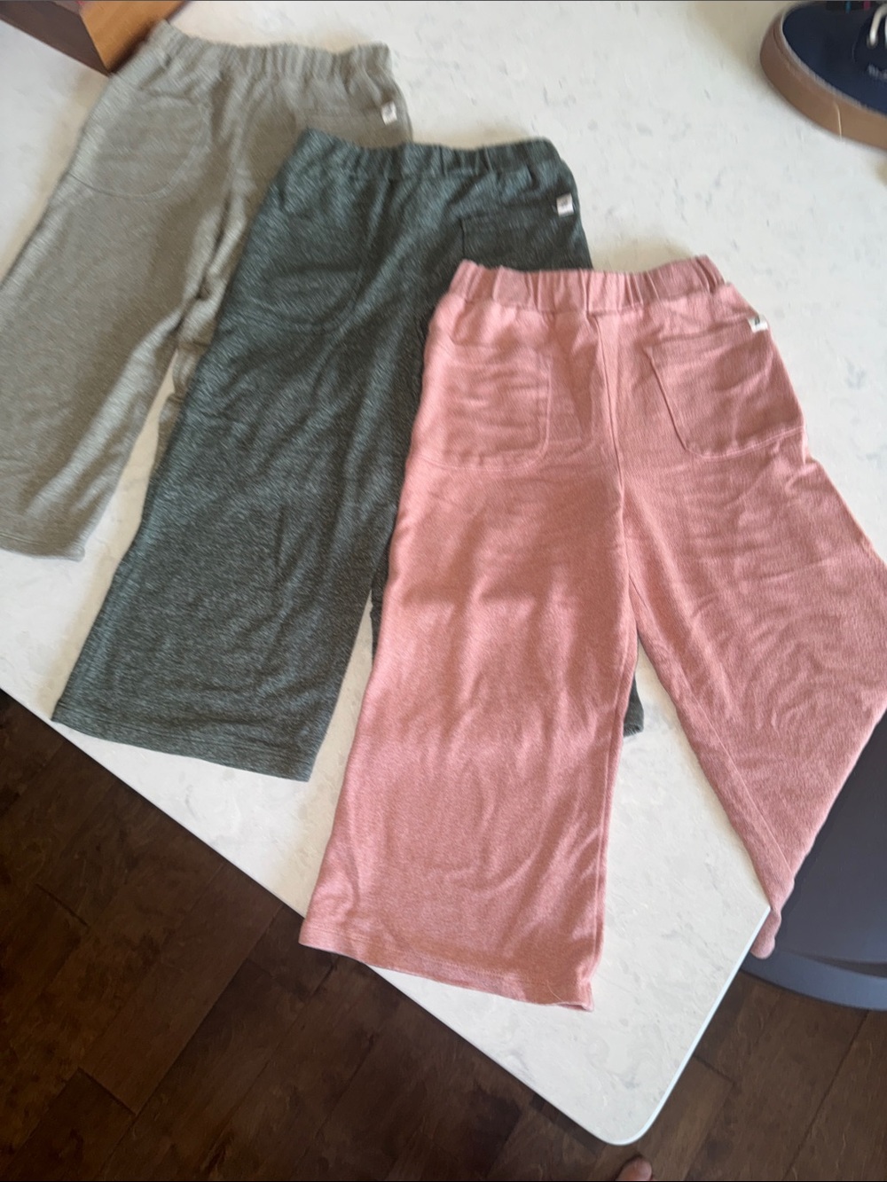 Kids Wide-Leg Casual Pants — Pink, Green & Gray